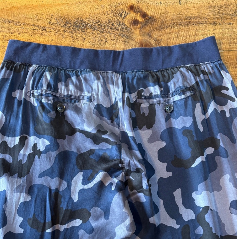 ATM Anthony Thomas Melillo Womens 100% Silk Camo Joggers Blue Size Medium - Picture 8 of 9
